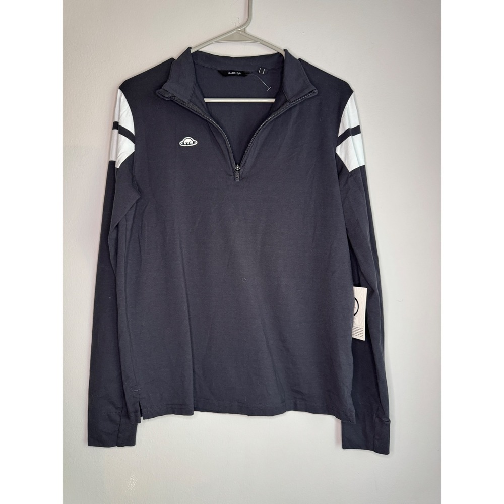 Radmor Colton Cap Stripe 1/4 Zip Long Sleeve Golf Shirt Blue Graphite XS